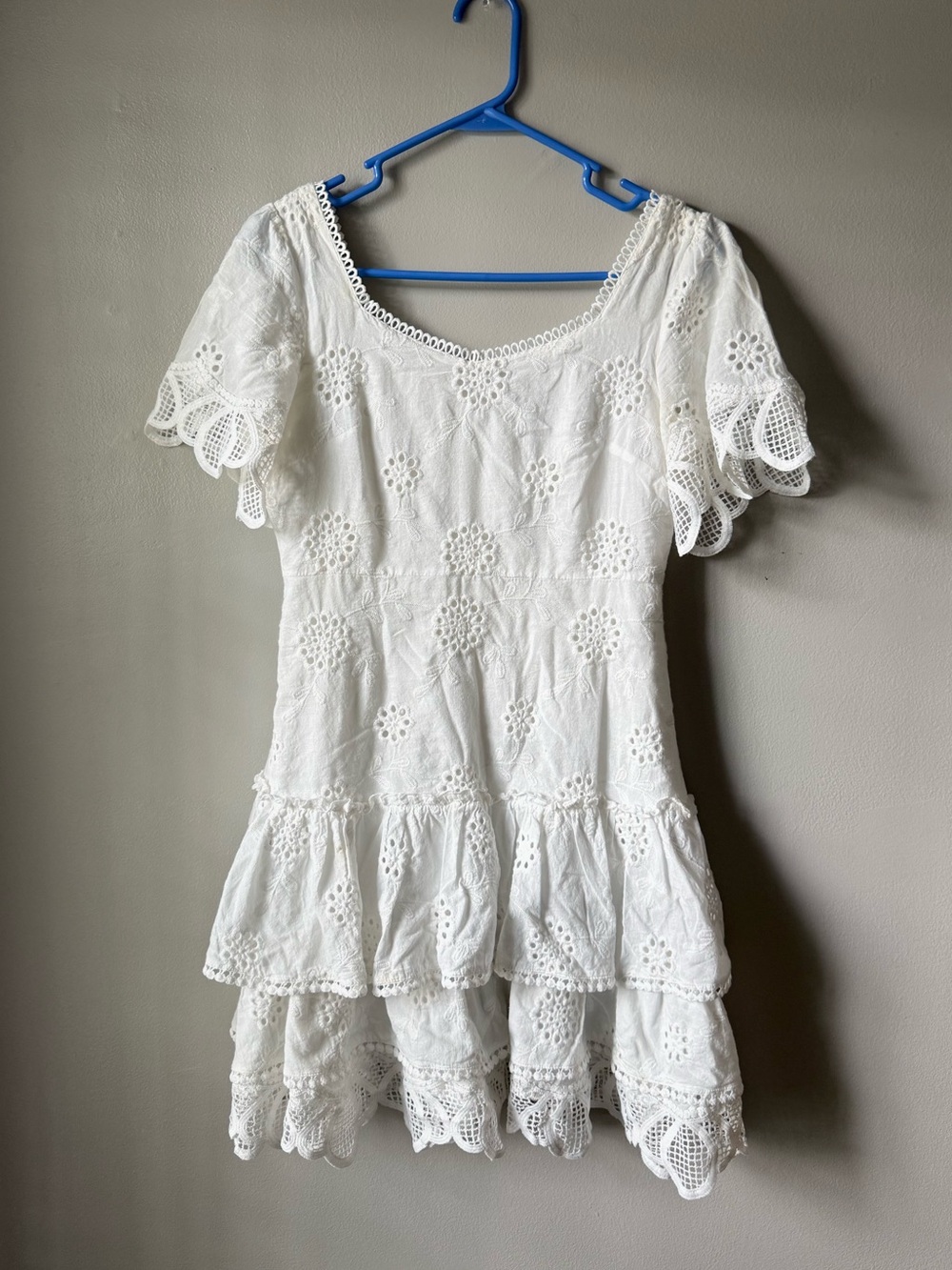 White Eyelet Mini Dress - Women